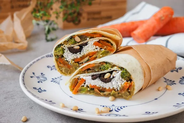 Tortilla s hovädzím mäsom, batatmi a baklažánom, program FIT +